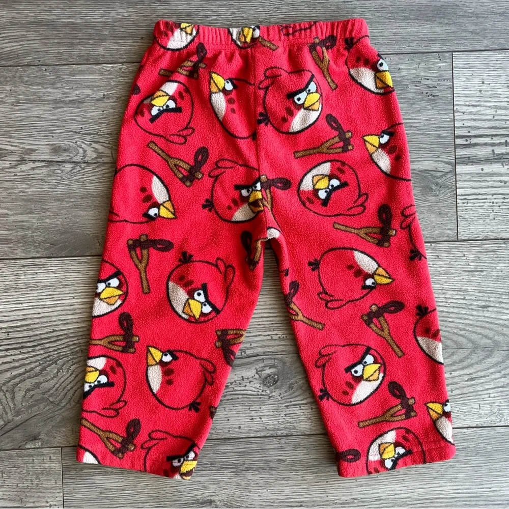 Angry Birds Toddler Boy Fleece Pajama PJ Pants Elastic Waist Red 2T